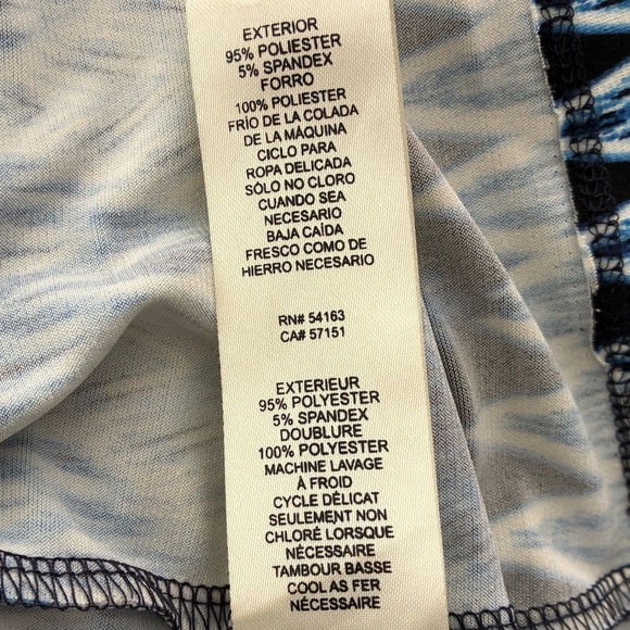 Eliza J Elegant Chic Cold Shoulder Blue and White Geometric Print Dress 14 - Picture 11 of 13